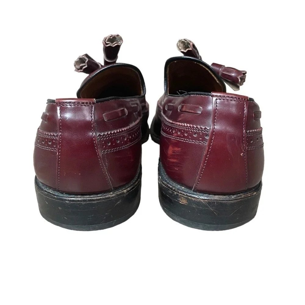 Allen Edmonds Mens Berwick Tassel Oxford Wing Tip Shoe Size 9 Burgundy Leather